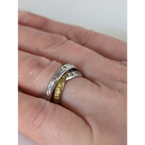 Silver Steed Two Tone Three Interlinking Bands F Rings