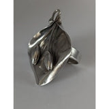 Silver steed unique silver ring shaped like a calla lily with elongated seed pods in an extravagant leaf design