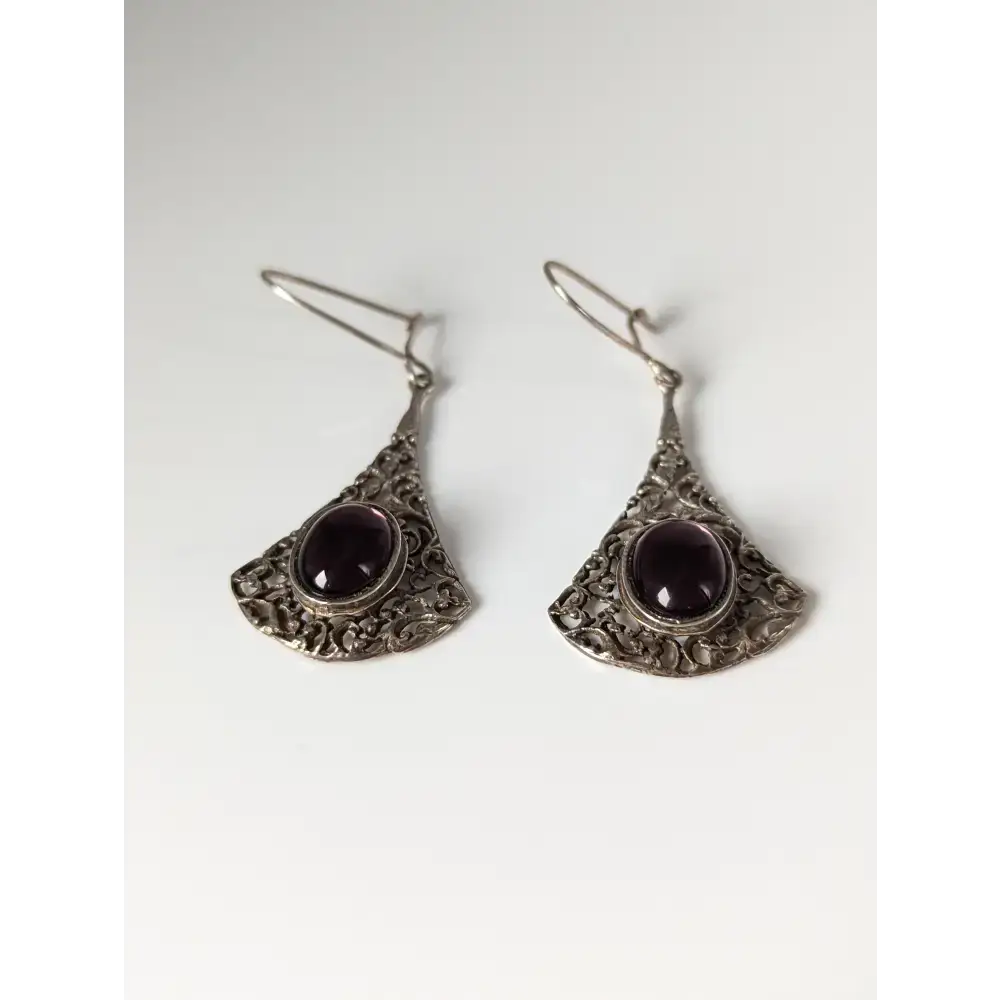 Silver Steed Vintage Filigree Purple Dropped Earrings Earrings