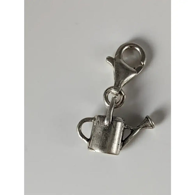 Silver steed watering can charm in sterling silver with clasp attachment perfect for equestrian jewelry fans
