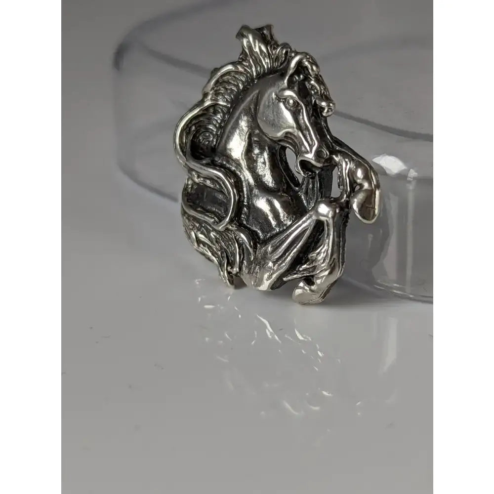 Silver steed wild horse silver charm featuring intricate detailing and polished metallic finish on silver horse charm