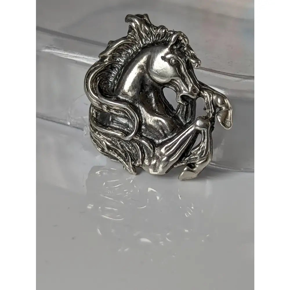 Silver steed wild horse silver charm ring with intricate detailing and polished wild horse silver finish