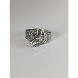 Silver steed wolf silver ring featuring a detailed wolf silver ring design with textured fur and sharp facial features