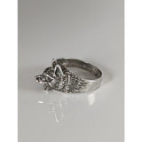 Silver steed wolf silver ring featuring a detailed fur texture and polished metallic finish on a wolf silver ring design