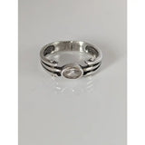 Silver steed silver zirconia antique ring featuring an oval-cut clear stone and multi-band intricate silver design