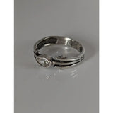 Silver steed silver zirconia antique ring with a clear oval-cut gemstone and intricate layered band design