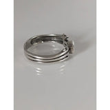 Silver steed zirconia antique ring with textured multi-band design and small rectangular stone in silver color