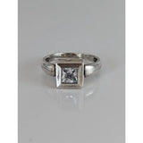 Silver steed zirconia silver ring featuring a square zirconia stone set in a sleek modern angular band