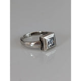 Silver steed zirconia square ring silver featuring a clear square-cut zirconia on a textured silver band