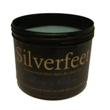 Black cylindrical container of silverfeet hoof balm antimicrobial hoof balm for daily use helping white line disease and equine hoof microbes