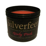 Silverfeet hoof balm in a black jar with pink antimicrobial balm for white line disease and equine hoof microbes care