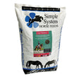 White bag of simple system horse feeds calm balance plus with blue logo and black horse silhouettes providing targeted support