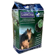A bag of simple systems luciechop premium horse feed with green and blue design featuring a brown horse for feeds lucie chop
