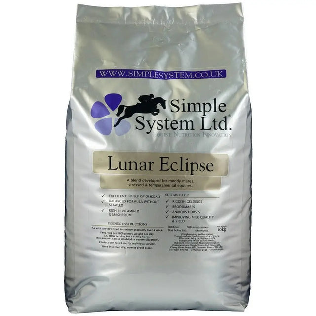 Silver resealable bag of simple system ltd lunar eclipse horse feed for equestrian use with high-quality nutrition