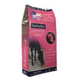 Pink bag of simple system horse feeds sainfoin brix with black horse image and purple logo for feeding horses