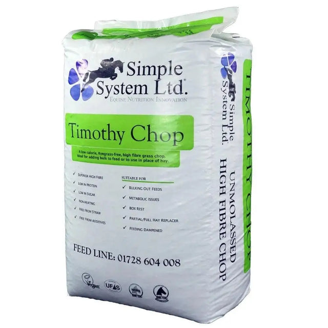 White and green simple system ltd bag of horse feeds timothy chop for easy feeding and nutrition