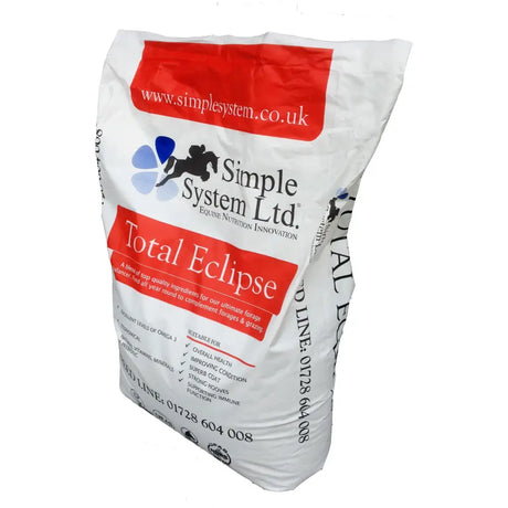 White bag of simple system horse feeds total eclipse for equestrian use to support healthy horses