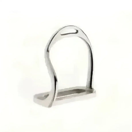 Silver metal stirrup with polished finish and arched design in simplex safety stirrups for secure riding safety stirrups