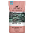 Pink bag of skinner’s field & trial grain free salmon & rice dry dog food for adult working dogs