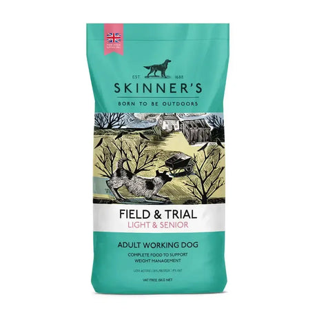 Teal skinners field light and senior complete working dog food bag designed for field and trial adult dogs