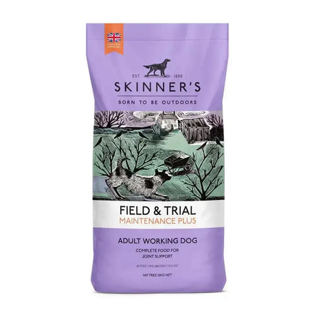 Purple bag of skinners maintenance plus field and trial working dry dog food for adult dogs