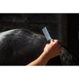 Blue plastic smart grooming hunter marking comb with wooden handle for easy horse grooming and marking tasks