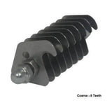 Black metal smart tails replacement blade with eight coarse teeth and hexagonal bolt head for tails easi grip