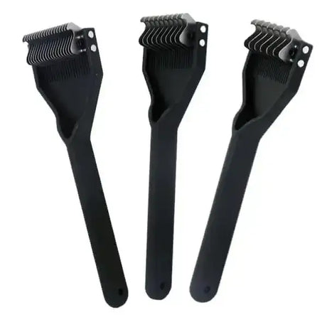 Three black plastic smart tails standard mane tail thinning rack combs with fine closely spaced teeth for grooming