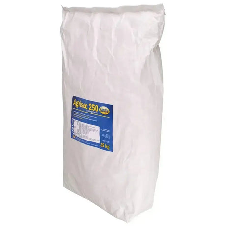 A white plastic bag of smite biocare agrisec 250 super absorbent bedding powder weighing 25 kg