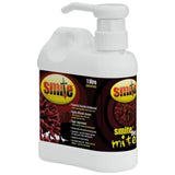 White plastic bottle with pump labeled smite professional concentrate powerful biocidal disinfectant kills micro organisms for animal housing