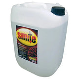 White plastic jerrycan with black cap and yellow red black label of smite professional concentrate powerful biocidal disinfectant that kills micro-organisms
