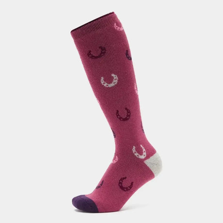 Sockshop Heat Holders Equestrian Socks Pink Horseshoes Riding Socks