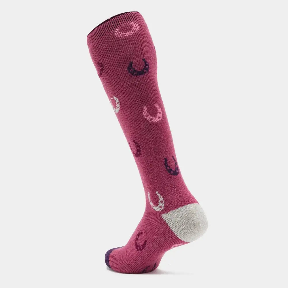 Sockshop Heat Holders Equestrian Socks Pink Horseshoes Riding Socks Barnstaple Equestrian Supplies