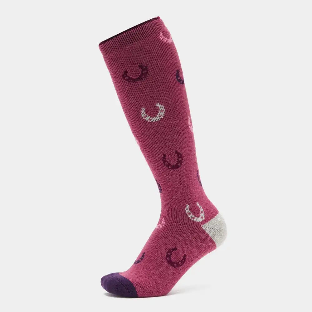Sockshop Heat Holders Equestrian Socks Pink Horseshoes Riding Socks