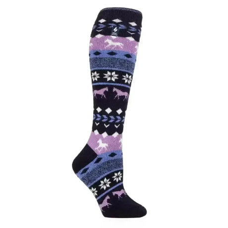 Sockshop Heat Holders Horse Fairisle Tall Riding Socks Aintree Navy Riding Socks