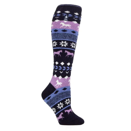 Sockshop Heat Holders Horse Fairisle Tall Riding Socks Aintree Navy Riding Socks