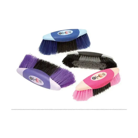 Colorful soft touch canoe dandy brush with short black purple and pink plastic bristles for easy grooming