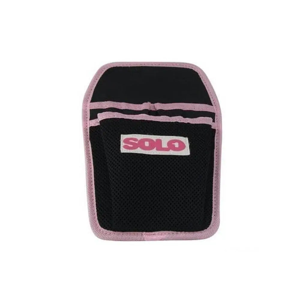 Black mesh handy holster with pink trim and white solo logo patch for horse clippers and trimmers storage