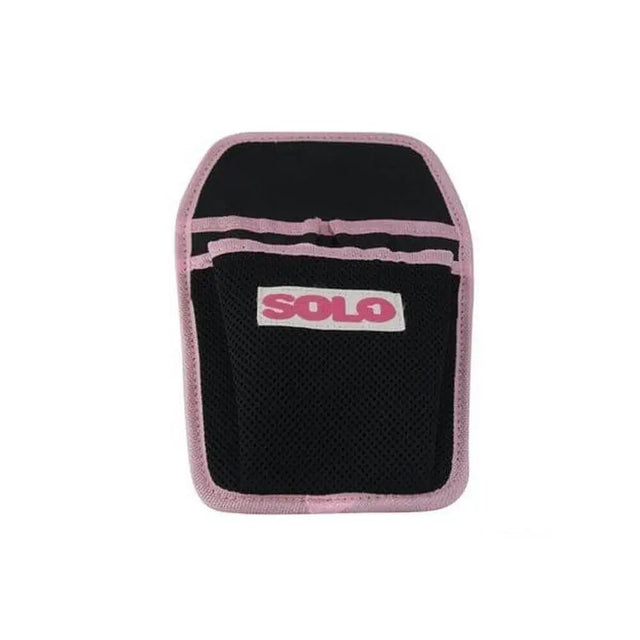 Black mesh handy holster with pink trim and white solo logo patch for horse clippers and trimmers storage
