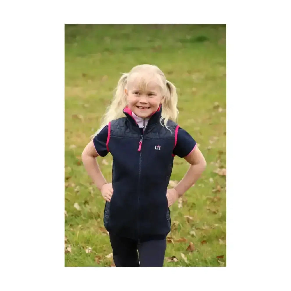 Navy blue short sleeved fleece sophia gilet with pink zipper and trim super cosy gilet perfect for gilets & bodywarmers