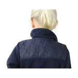 Back view of navy blue quilted sophia jacket with star pattern perfect for a child’s wardrobe outdoor coats by little rider