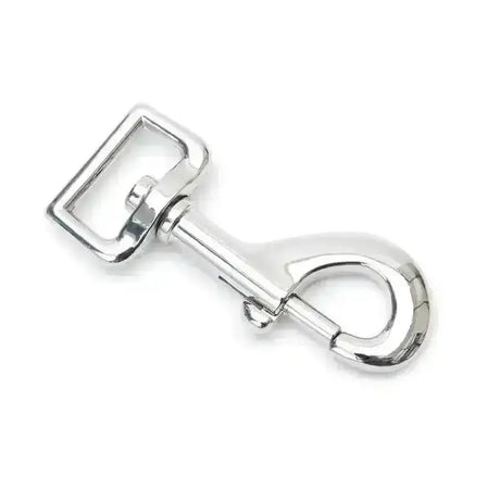 Shiny chrome metal horse rug clips with rectangular buckle and secure spring loaded trigger hook for easy use