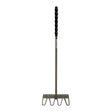 Black textured handle spare rake fork with metallic shaft and five-pronged metal head for manure skips s455 stable mate
