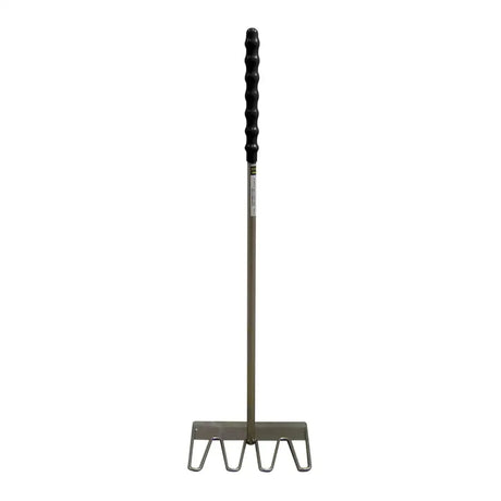 Black textured handle spare rake fork with metallic shaft and five-pronged metal head for manure skips s455 stable mate