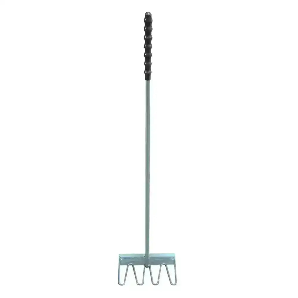 Silver metal spare rake fork with black grip and five tines for manure skips s455 stable mate use in random colour