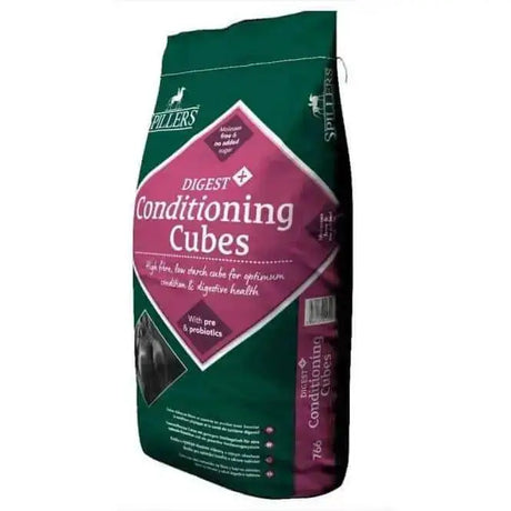 Green and purple bag of Spillers Digest+ conditioning cubes for horses supporting digestive health and high calorie conditioning
