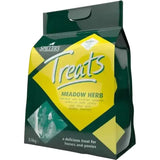 Green and yellow packaged spillers meadow herb horse treats in 3.5kg resealable bag with handle for easy use