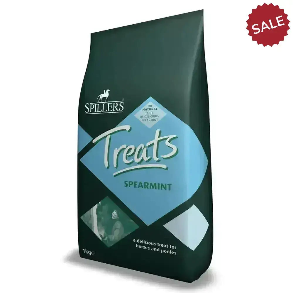 Dark green 1kg bag of spillers spearmint horse treats for a tasty bulk buy of spearmint horse treats