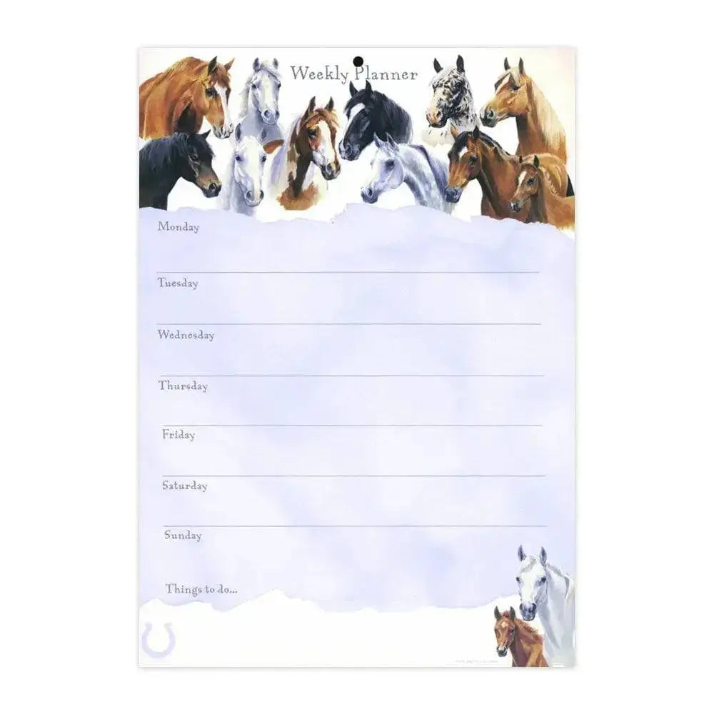 A spimple horsey weekly planner with watercolor horses and lined weekdays plus a to do section for easy planning