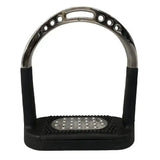 Black rubber sprenger flexicite grip stirrup with polished chrome arch and studded footplate for extra grip